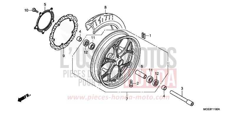 ROUE AVANT de NC700X Boîte Méca MAGNA RED (R201) 2012